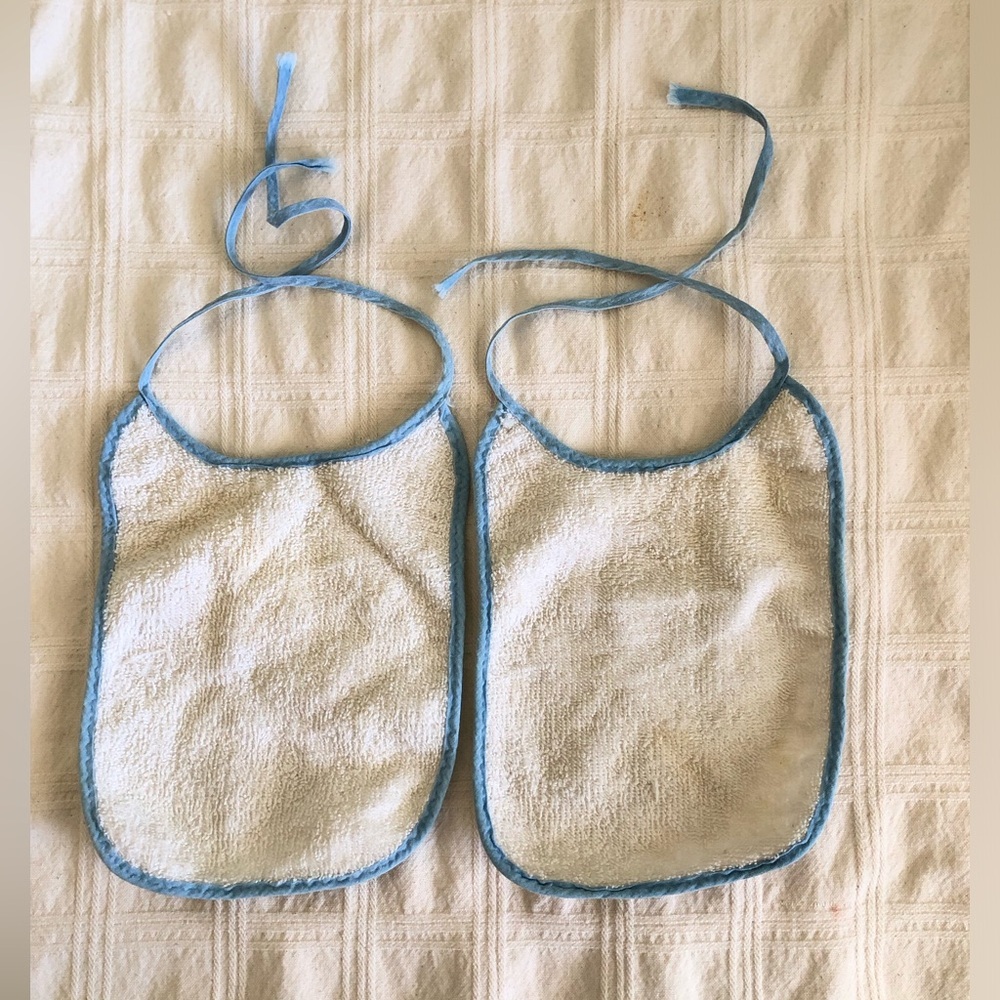 lot of 2 vintage cotton towel material bibs